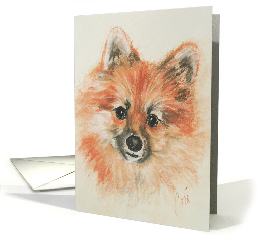 Pomeranian Dog Fine Art Thinking of You card (1432018)