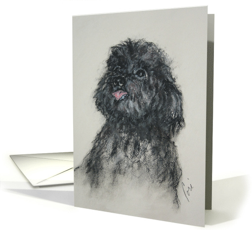 Black Toy Poodle Dog Fine Art Blank Any Occasion card (1473372)