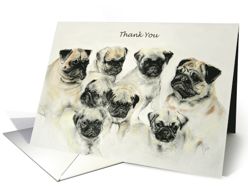 Thank You Puppy Pugs Whelping Litter card (1515882)