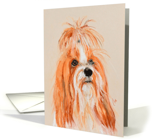 Tibetan Terrier Fine Art Thinking of you card (1584928)