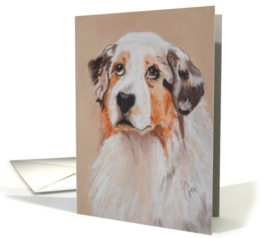 Australian Shepherd Fine Art Thinking of you card (1585628)