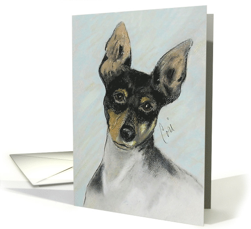Tri-Colored Toy Fox Terrier Fine Art Thinking of you card (1619128)