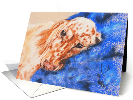English Setter Dog Fine Art Thinking of you card (1628854)