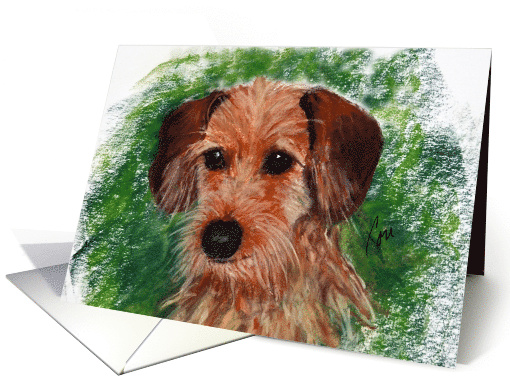 Wire Haired Dachshund Dog Art Fine Art Blank Any Occasion card