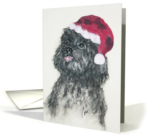 Black Toy Poodle Fine Art Christmas Happy Holidays card (1689288)