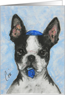 Dreideler Boston Terrier Hanukkah Dreidel card