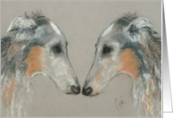 Nose To Nose Borzoi Dog Hound Valentine card
