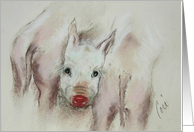 Stuck In The Middle Pigs Animals Fine Art Blank Any Occasion card
