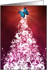 Butterfly Topped Floral Nature Christmas Tree card