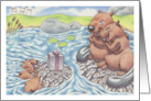 Happy Birthday Beaver Family Gathering in a Pond card