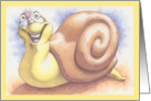 Happy Birthday Snail Smiling and Wearing a Party Hat card