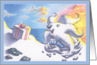 Birthday Furry Snow Animal Burrowing to Find It’s Present at Sunrise card