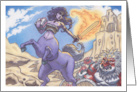 Birthday Female Warrior Centaur Fighting Monsters card