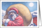 Christmas Santa on Rooftop during Moonlit Night card