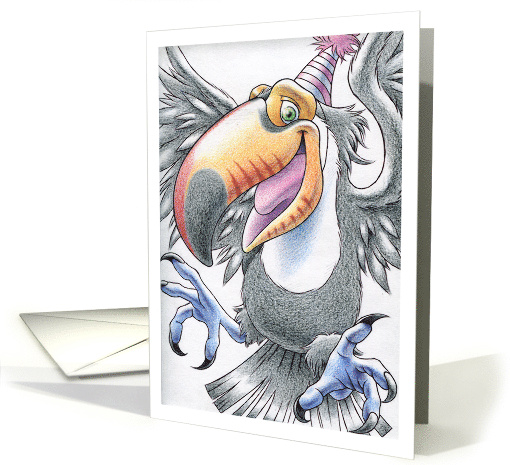 Birthday Toucan Bird Wearing a Party Hat card (1351676)