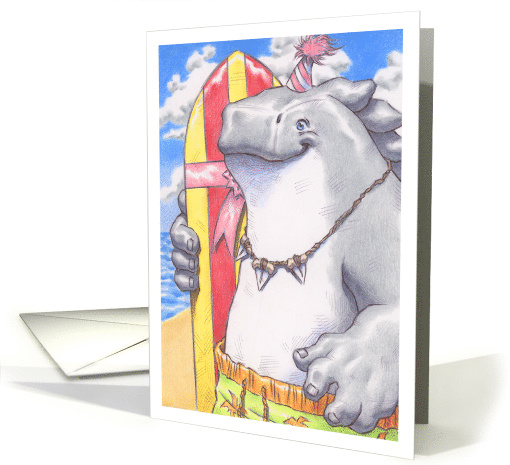 Birthday Whale Character Surfer on Beach card (1708066)