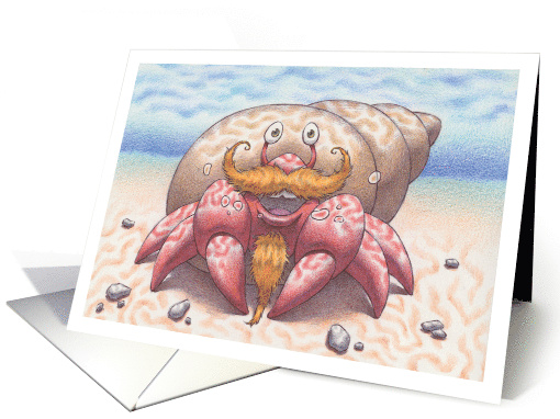 Thank You Hermit Crab with Moustache and Beard Under the Sea card