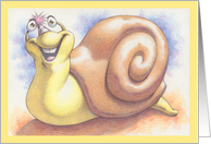Happy Birthday Snail Smiling and Wearing a Party Hat card