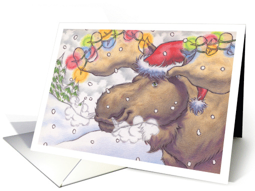Christmas Moose with Lights on Antlers card (1727454)