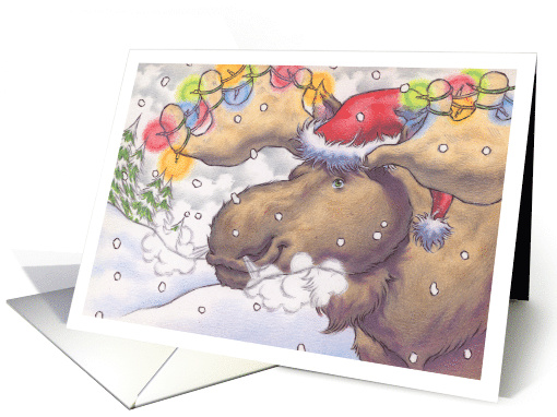 Christmas Moose with Lights on Antlers card (1727454)