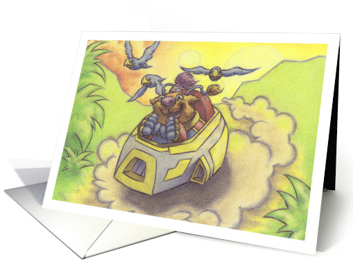 Birthday Alien Driving Spacecraft card (1738694)