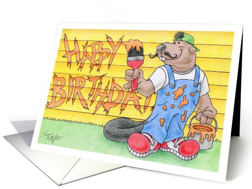 Birthday Beaver Painter card (722877)