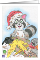 Christmas Raccoon card