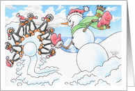 Christmas Snowman Bowler card