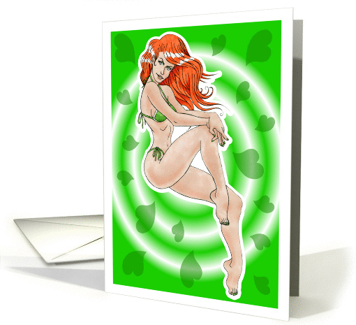 Valentine's Day Green Bikini Babe card (808947)