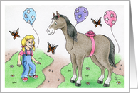 Birthday Horse and Girl card