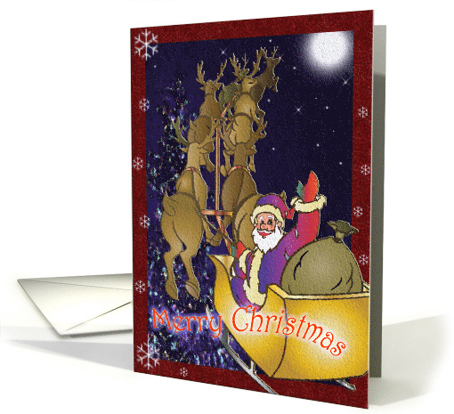 Santa Claus in the sleigh waving. card (721882)