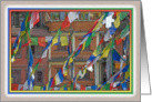 BOUDHANATH HOUSES AND FLAGS KATHMANDU NEPAL card