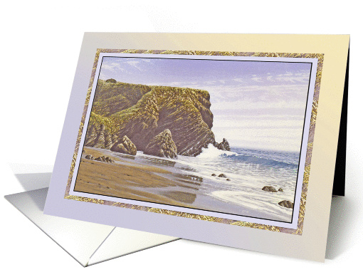 A Mendocino Seaside Beach Oil Painting Hello card (722227)