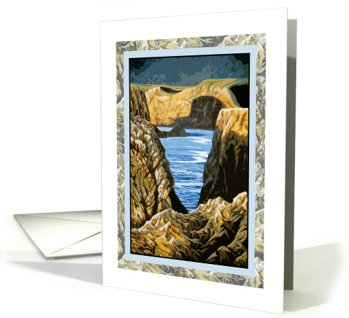 ORANGE AND BLUE SEASIDE EVENING HELLO card (722342)