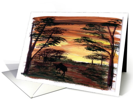 Safari Sunset Outdoor Blank Note card (725891)