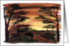 Safari Sunset Outdoor Blank Note Card
