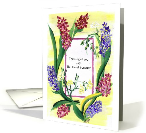 Thinking of you floral bouquet around window box card (751964)