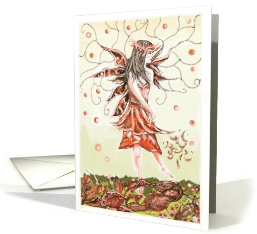 Dancing Autumn Fairy Blank Note card (726912)