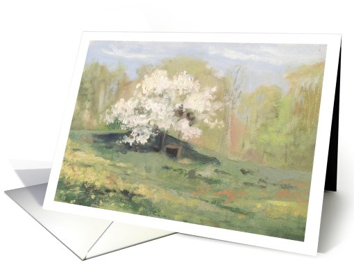 Spring Pasture, Delaware County, PA, oil painting Blank Note card