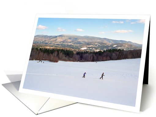 Skiers, Green Mountains near Stowe, Vermont card (746798)