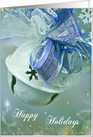 Happy Holidays Frosty Silver Bell Card