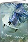 Happy Holidays Frosty Silver Bell Card