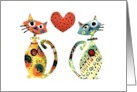 Abstract Cats and Hearts Blank Any Occasion card