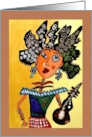 Ethnic Abstract Girl with Guitar Blank Any Occasion card