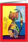 Large Cat Cubism Blank Any Occasion card