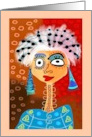 Wide Eyed White Haired Lady Blank Any Occasion card