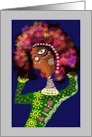African American Girl With Flowery Hair Blank Any Occasion card