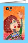 Abstract Girl With Sparkly Red Hair Blank Any Occasion card