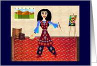 Afghan girl artist, Blank Note Card