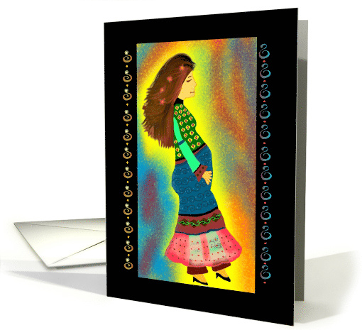 Pregnancy Announcement Tribal Pregnant Afghan Woman card (1524940)